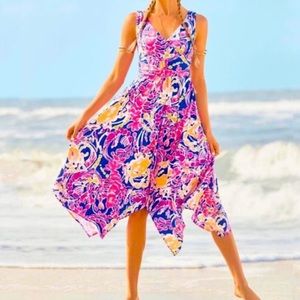 Lilly Pulitzer Sloane Midi Dress in Brilliant Blue Catch and Release Sz S